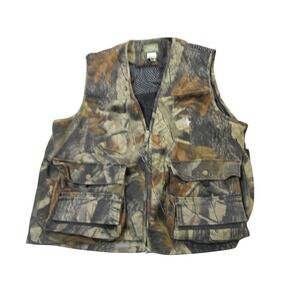 Quail Unlimited Realtree Hardwoods Camo Hunting Vest Mens XL Game Pouch Zip Up